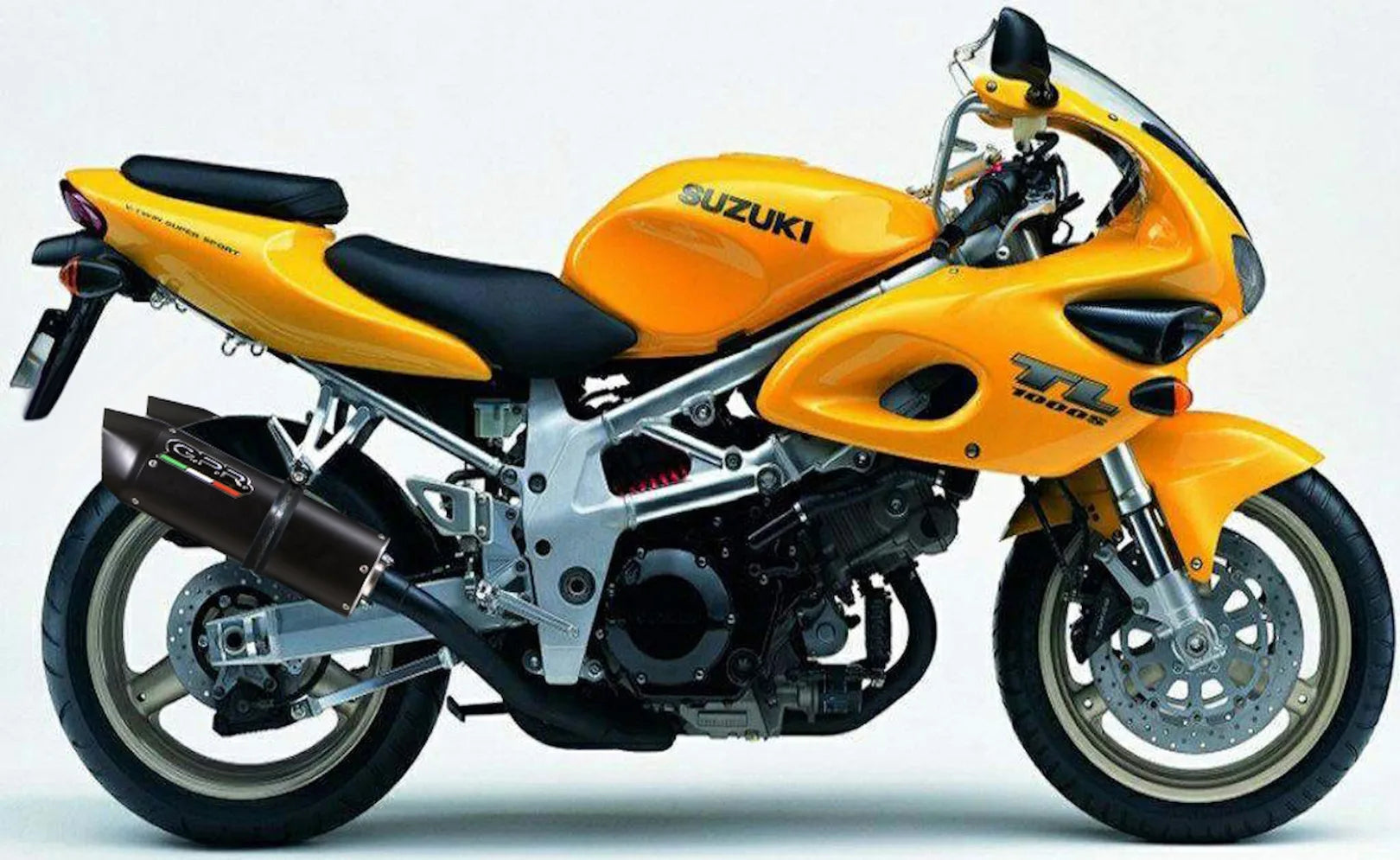 Dual Exhaust System With Sound Certification Furore Aluminium Black - Gpr Compatible With Suzuki Tl 1000 S (1998-2003)