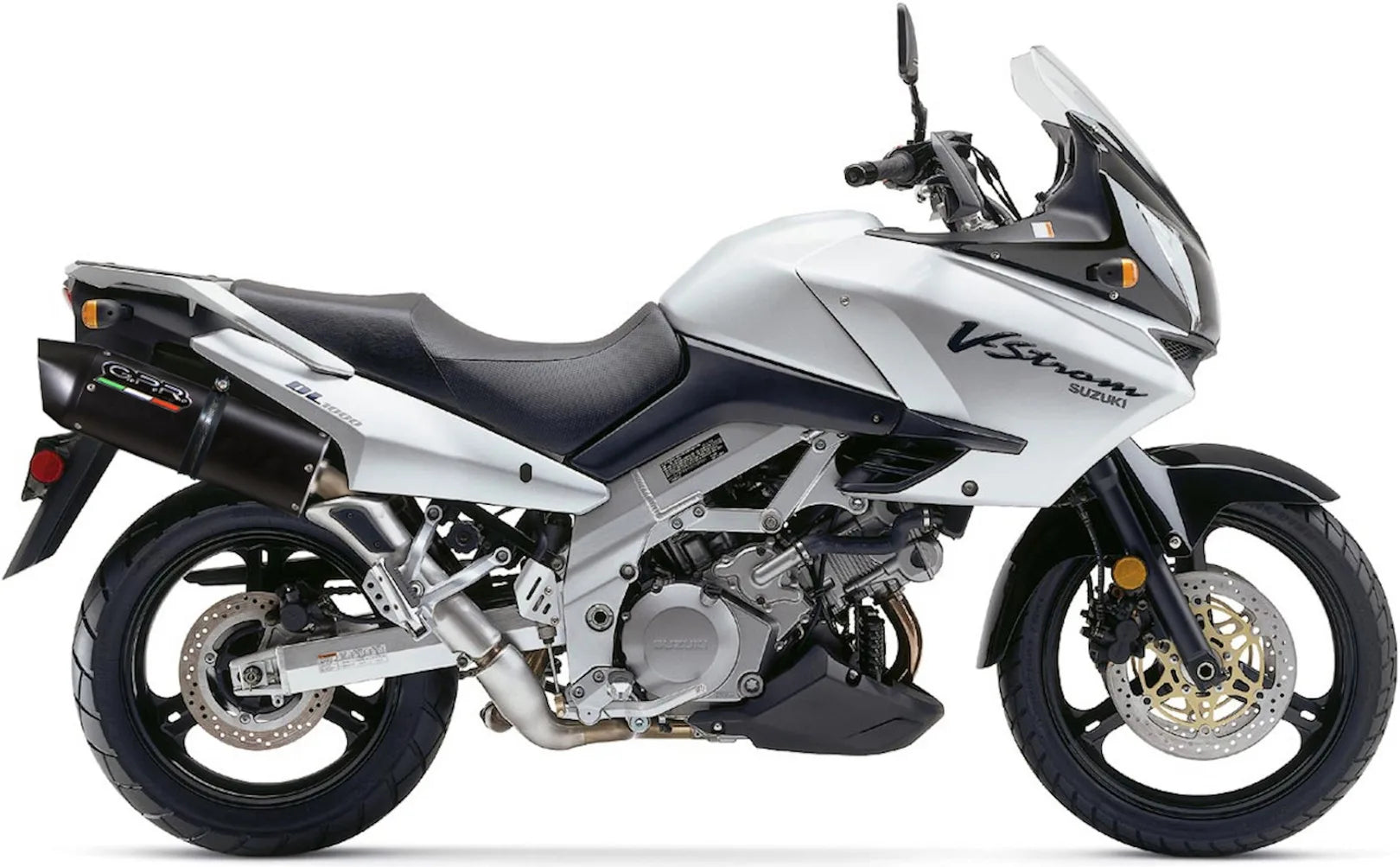 Dual Exhaust System With Sound Certification Furore Aluminium Black - Gpr Compatible With Suzuki V-Strom Dl 1000 (2002-2013)