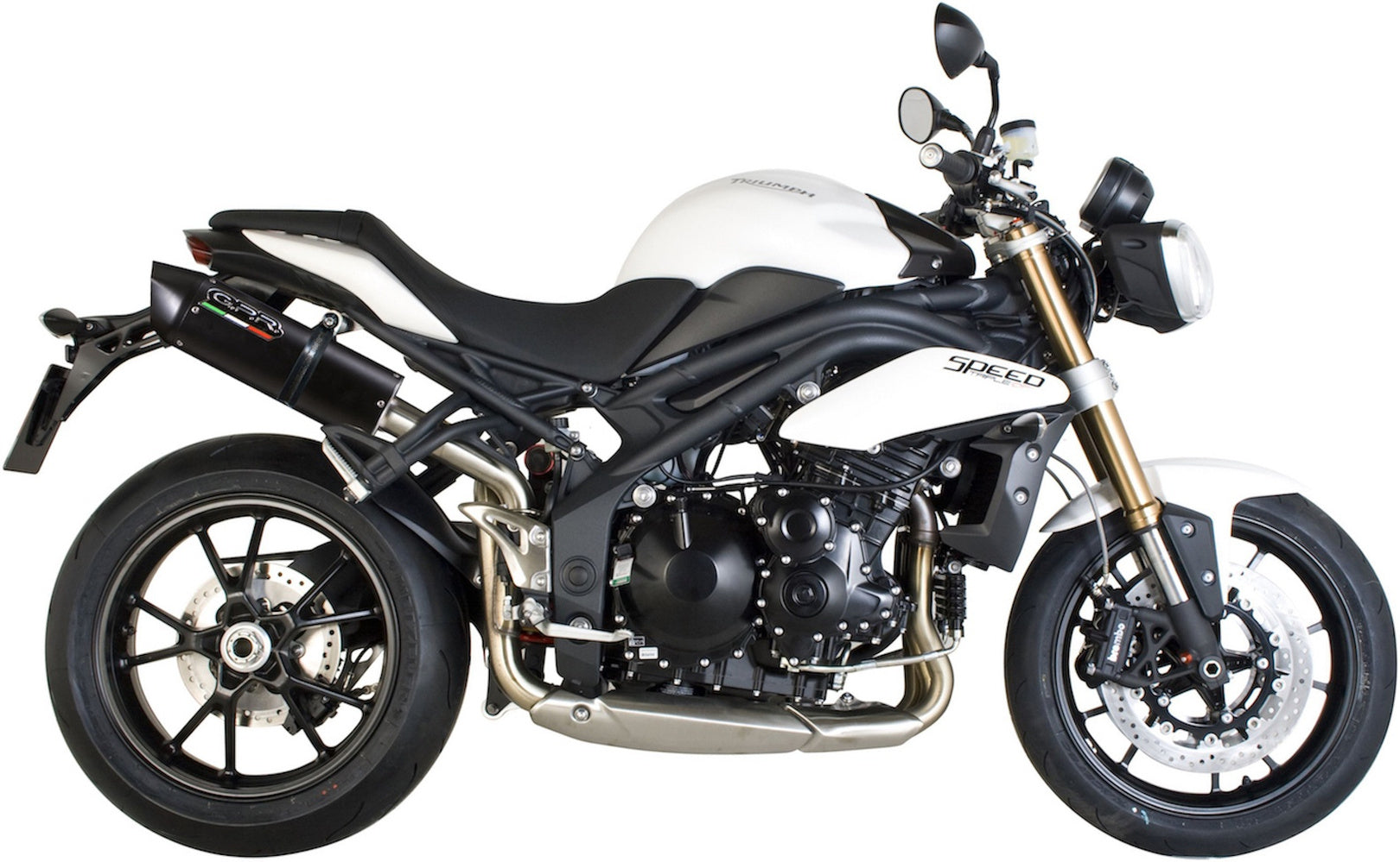 Dual Exhaust System With Sound Certification Furore Aluminium Black - Gpr Compatible With Triumph Speed Triple 1050 (2011-2015)