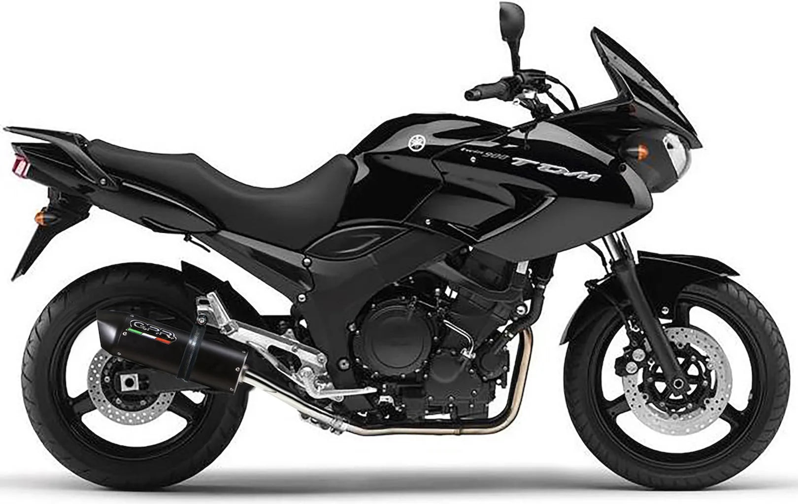 Dual Exhaust System With Sound Certification Furore Aluminium Black - Gpr Compatible With Yamaha Tdm 900 (2002-2014)