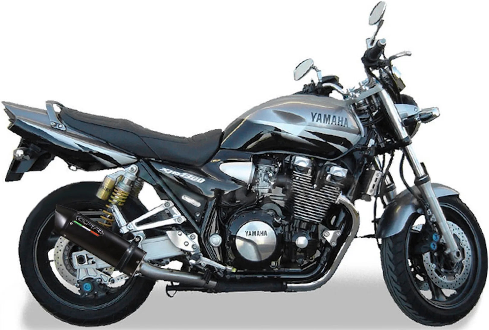 Dual Exhaust System With Sound Certification Furore Aluminium Black - Gpr Compatible With Yamaha Xjr 1300 (1999-2006)
