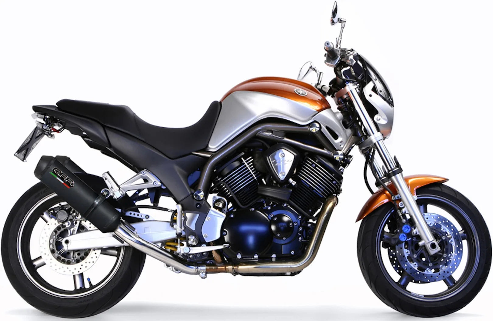 Dual Catalytic Exhaust Tips With Sound Certification Ghisa Black Stainless Steel - Gpr Compatible With Yamaha Bt 1100 Bulldog (2002-2007)
