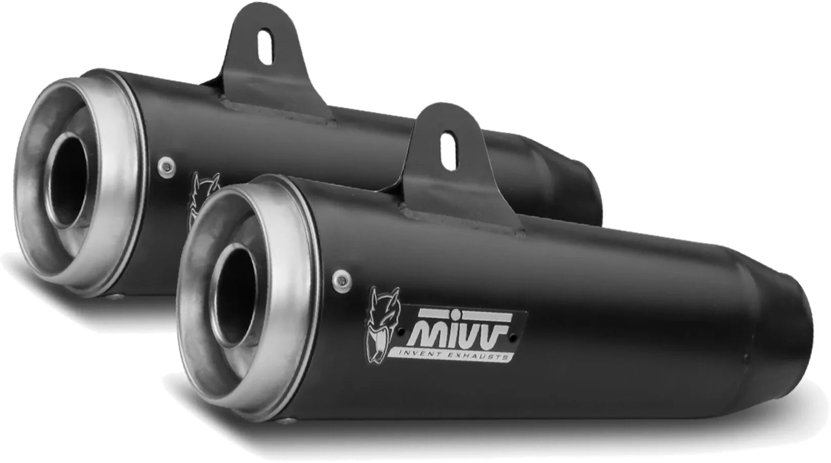 Dual Exhaust System Without Catalytic Converters And Without Sound Certification Ghibli Steel Black - Mivv Compatible With Moto Guzzi V9 Bobber (2016-2020)