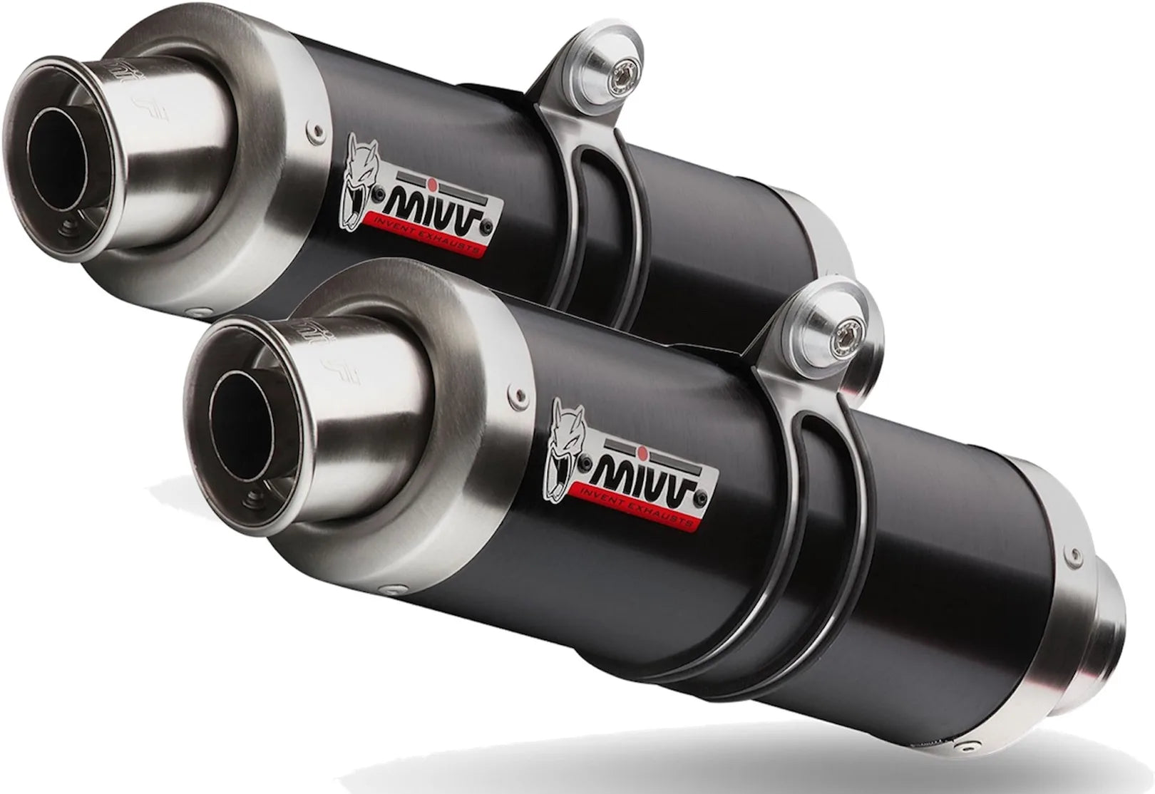 Dual Exhaust System With Sound Certification Gp Steel Black - Mivv Compatible With Kawasaki Z 1000 (2010-2013)