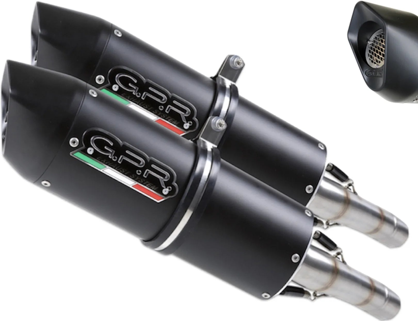 Dual Catalytic Exhaust Tips With Sound Certification Furore Evo4 Aluminium Black - Gpr Compatible With Aprilia Dorsoduro 1200 (2011-2016)