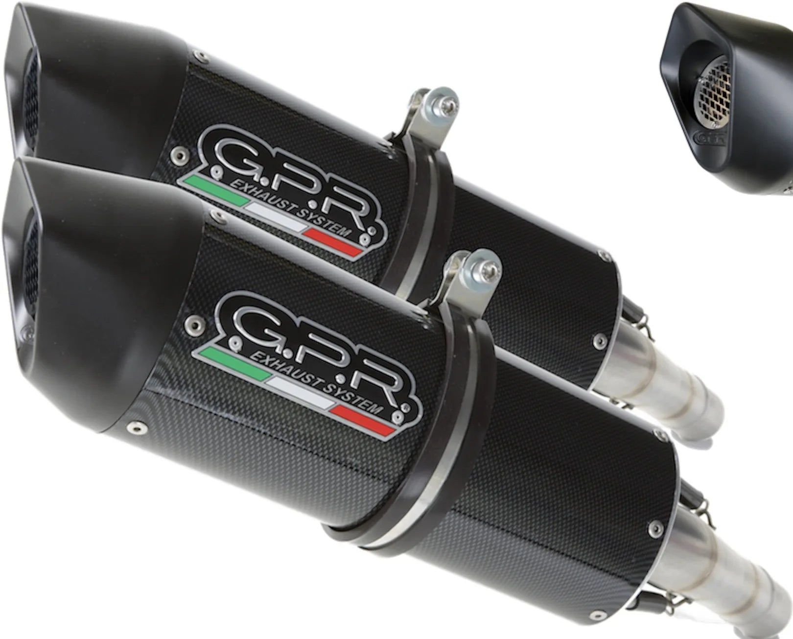 Dual Exhaust System With Sound Certification Furore Carbon Look - Gpr Compatible With Ducati Monster 400 (1993-2000)