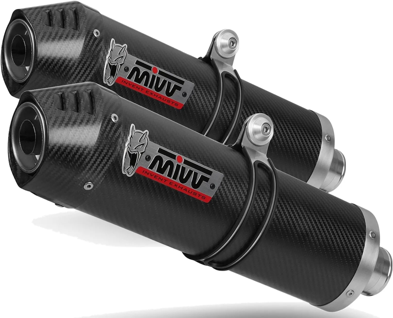 Dual Exhaust System With Sound Certification Oval Carbon Carbon - Mivv Compatible With Kawasaki Z 1000 (2007-2009)
