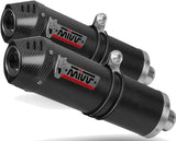 Dual Exhaust System With Sound Certification Oval Carbon Carbon - Mivv Compatible With Kawasaki Z 1000 (2007-2009)