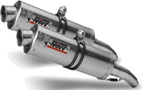 Dual Catalytic Exhaust Tips With Sound Certification Oval Stainless Steel - Mivv Compatible With Aprilia Pegaso 650 Strada (2005-2011)