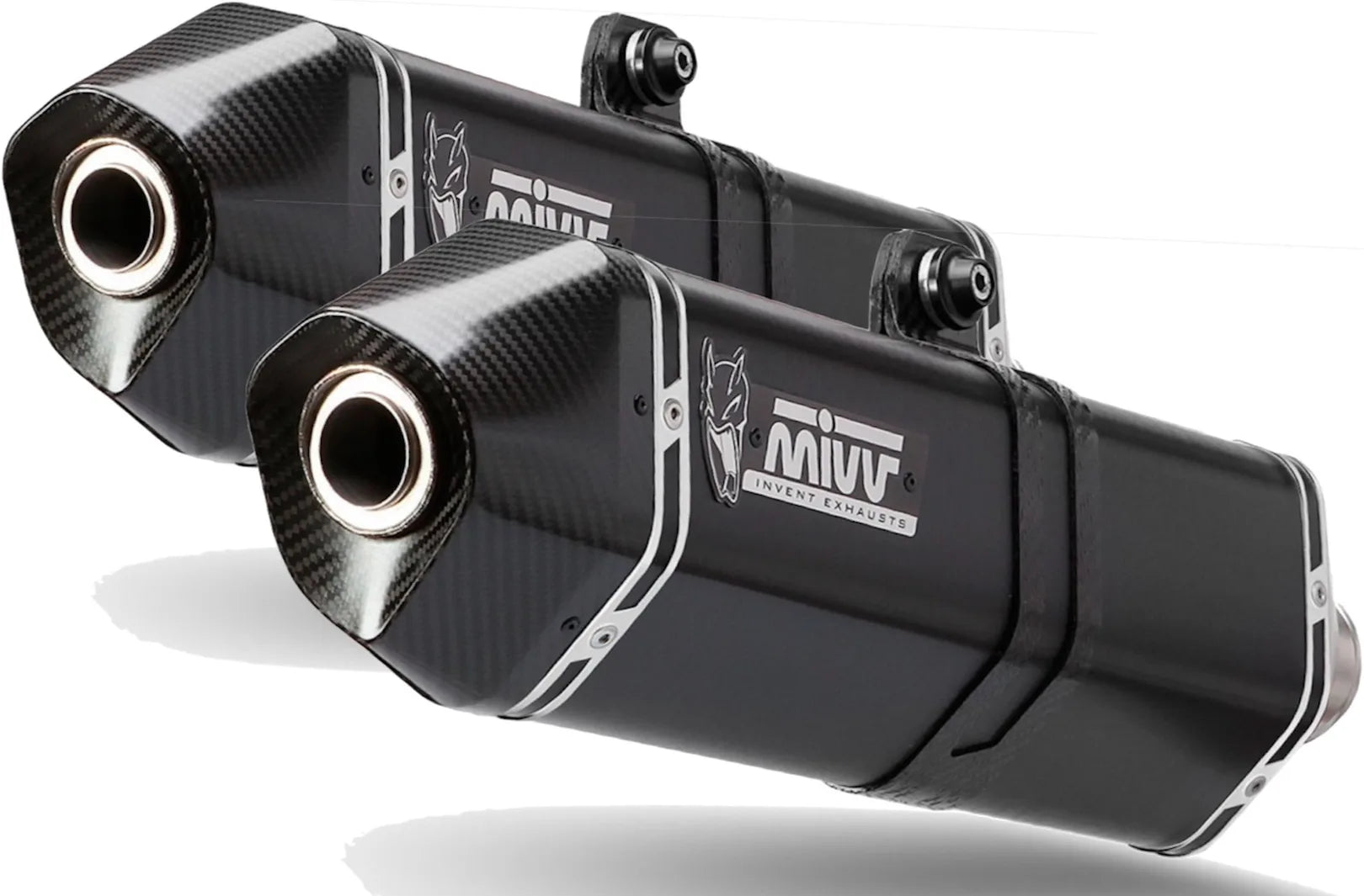 Dual Exhaust System With Sound Certification Speed Edge Steel Black Carbon - Mivv Compatible With Suzuki Gsx-R 1300 Hayabusa (2008-2017)