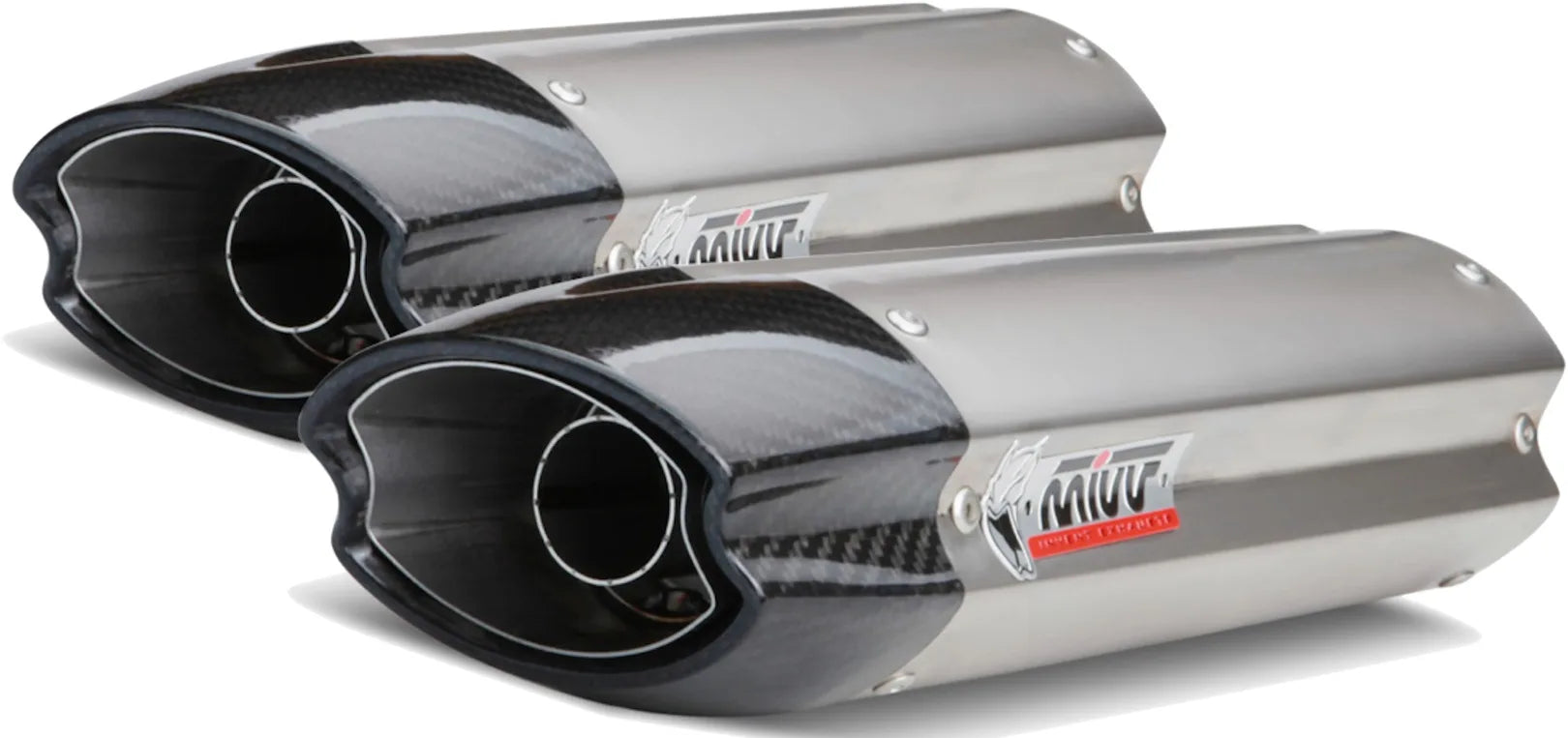 Dual Catalytic Exhaust Tips With Sound Certification Suono Stainless Steel Carbon - Mivv Compatible With Ducati 1198 (2009-2012)