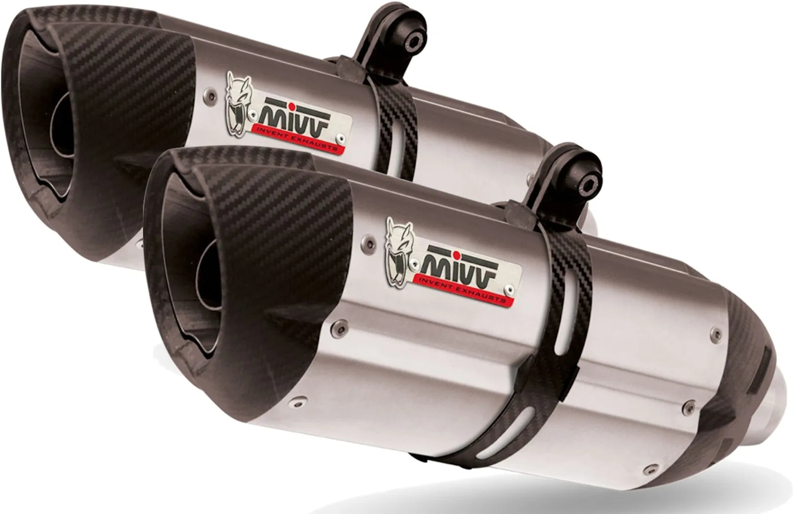 Dual Catalytic Exhaust Tips With Sound Certification Suono Stainless Steel Carbon - Mivv Compatible With Aprilia Dorsoduro 1200 (2012-2016)