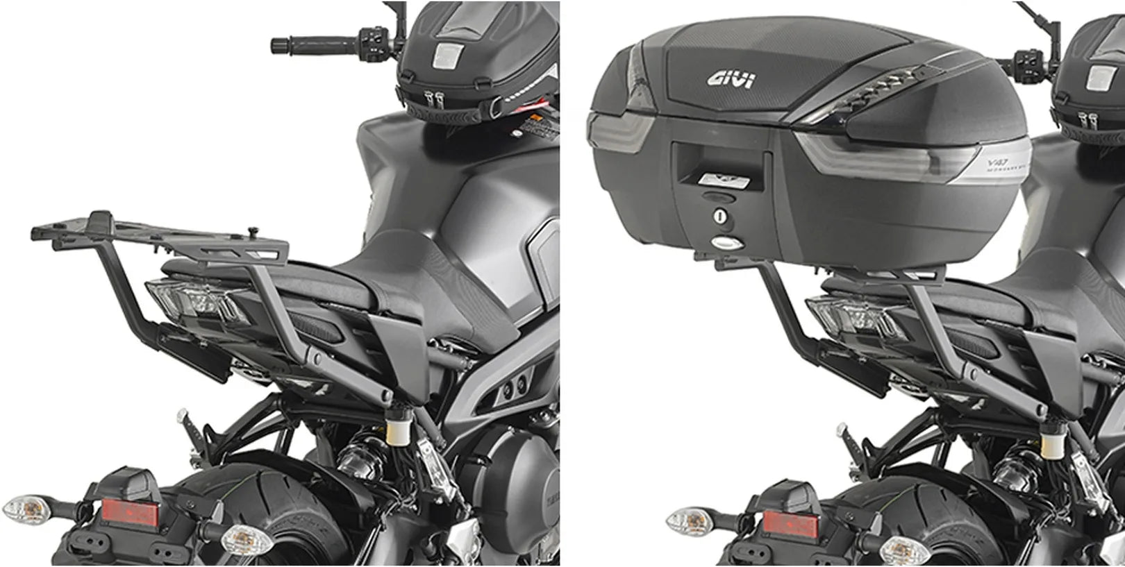 Monokey Black Top Bag - 40 Lt Nylon - Givi Compatible With Yamaha Mt-09 (2017-2020)