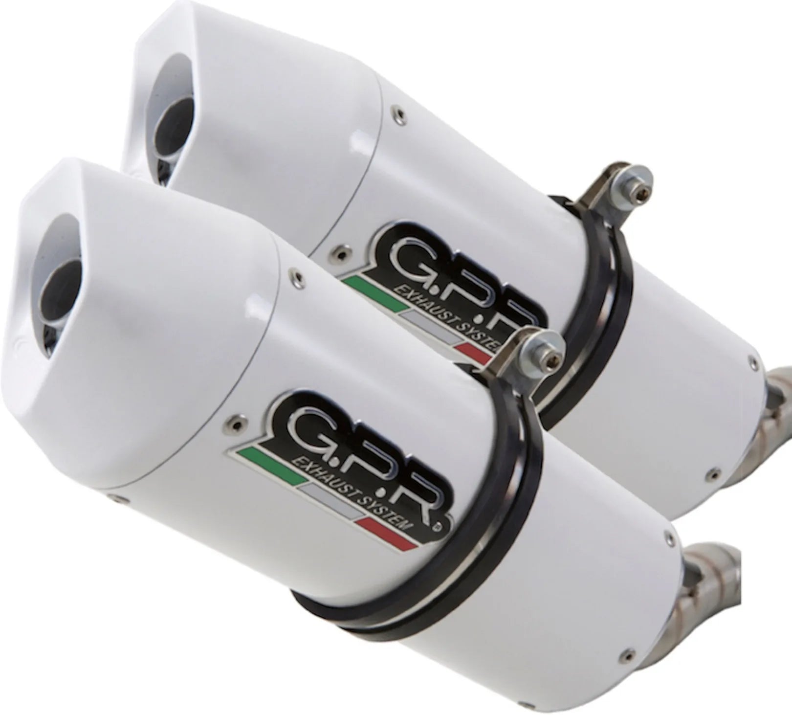 Dual Exhaust System With Sound Certification Albus Ceramic White Aluminium - Gpr Compatible With Husqvarna Te 630 E - Sms - Smr (2010-2014)