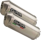 Dual Exhaust System With Sound Certification Satinox Stainless Steel - Gpr Compatible With Aprilia Pegaso 650 Strada (2005-2009)