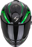 Full-Face Motorcycle Helmet Scorpion Exo Exo-491 Polycarbonate Black Green White Kripta Size M
