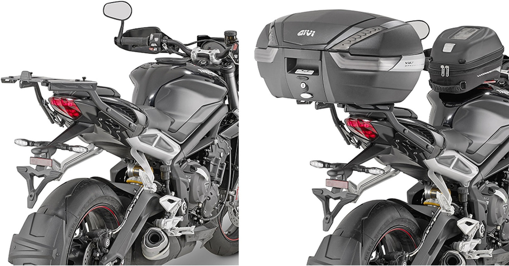 Monokey Trekker Outback Evo Smart Anodized Aluminium Top Case - 58 Lt Trekker Outback Evo Smart Anodized Aluminium - Givi Compatible With Triumph Street Triple 765 (2020)