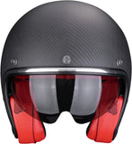 Urban Motorcycle Helmet Scorpion Exo Belfast Evo Carbon Carbon Fiber Matt Black Red Solid Size S