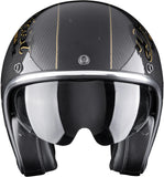 Urban Motorcycle Helmet Scorpion Exo Belfast Evo Carbon Carbon Fiber Black Gold Zippy Size M