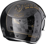 Urban Motorcycle Helmet Scorpion Exo Belfast Evo Carbon Carbon Fiber Black Gold Zippy Size M