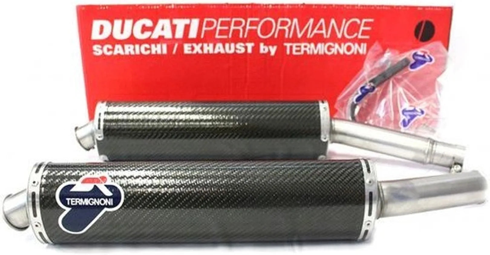 Dual Exhaust System Without Sound Certification Carbon - Termignoni Compatible With Ducati Supersport 1000