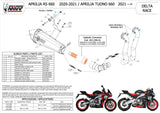Complete Exhaust System Without Catalytic Converter And Without Sound Certification Delta Race Stainless Steel Carbon - Mivv Compatible With Aprilia Tuono 660 (2021-2024)