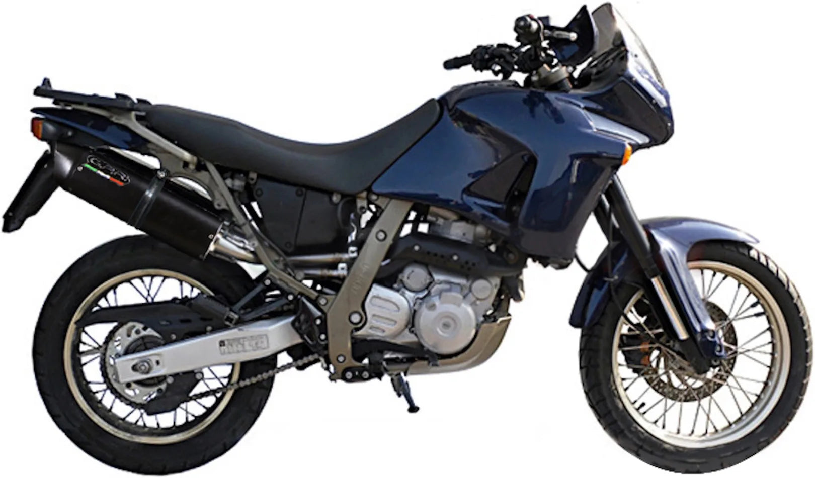 Dual Exhaust System With Sound Certification Furore Aluminium Black - Gpr Compatible With Aprilia Pegaso 650 Ga (1992-1996)