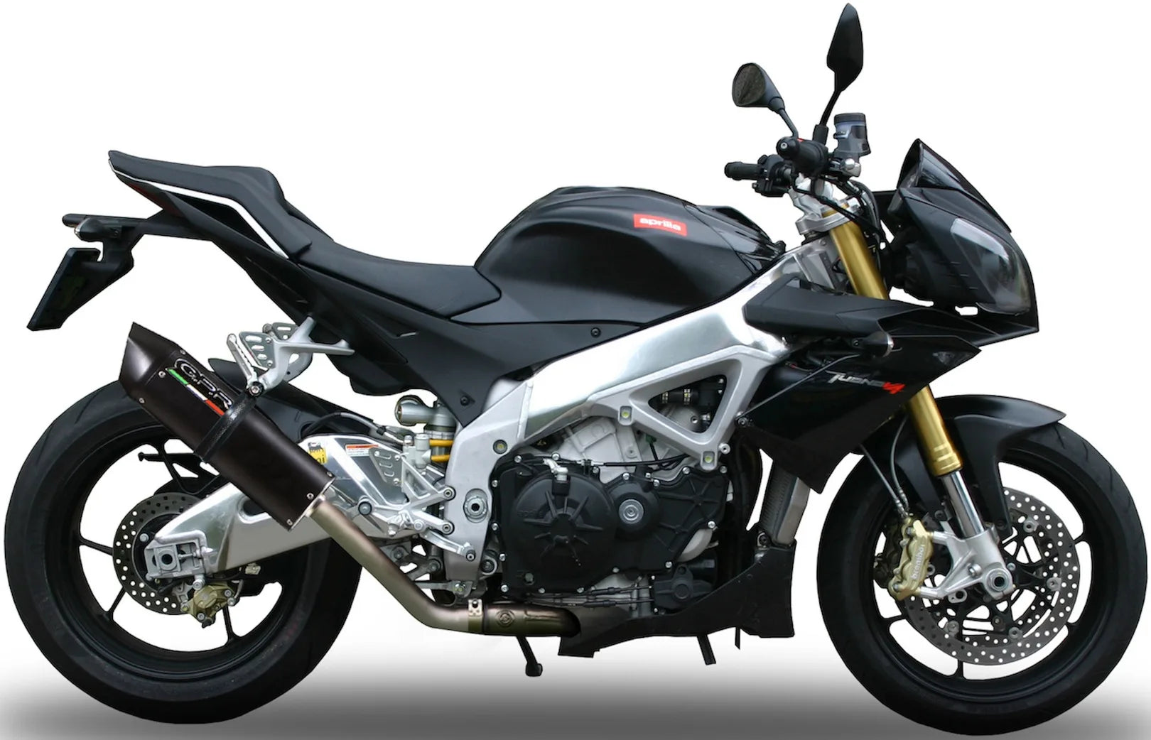 Exhaust Tip With Noise Certification Furore Aluminium Black - Gpr Compatible With Aprilia Tuono V4 R - Std - Aprc 1000 (2011-2014)