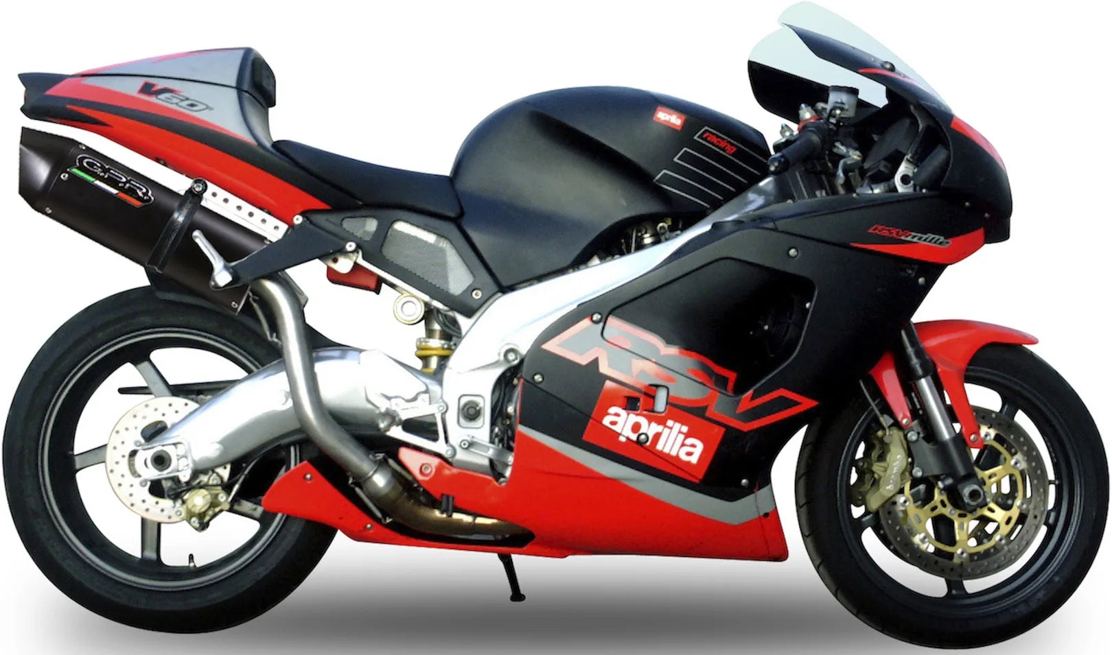 Exhaust Tip With Noise Certification Furore Aluminium Black - Gpr Compatible With Aprilia Rsv 1000 - Sp (1998-2003)