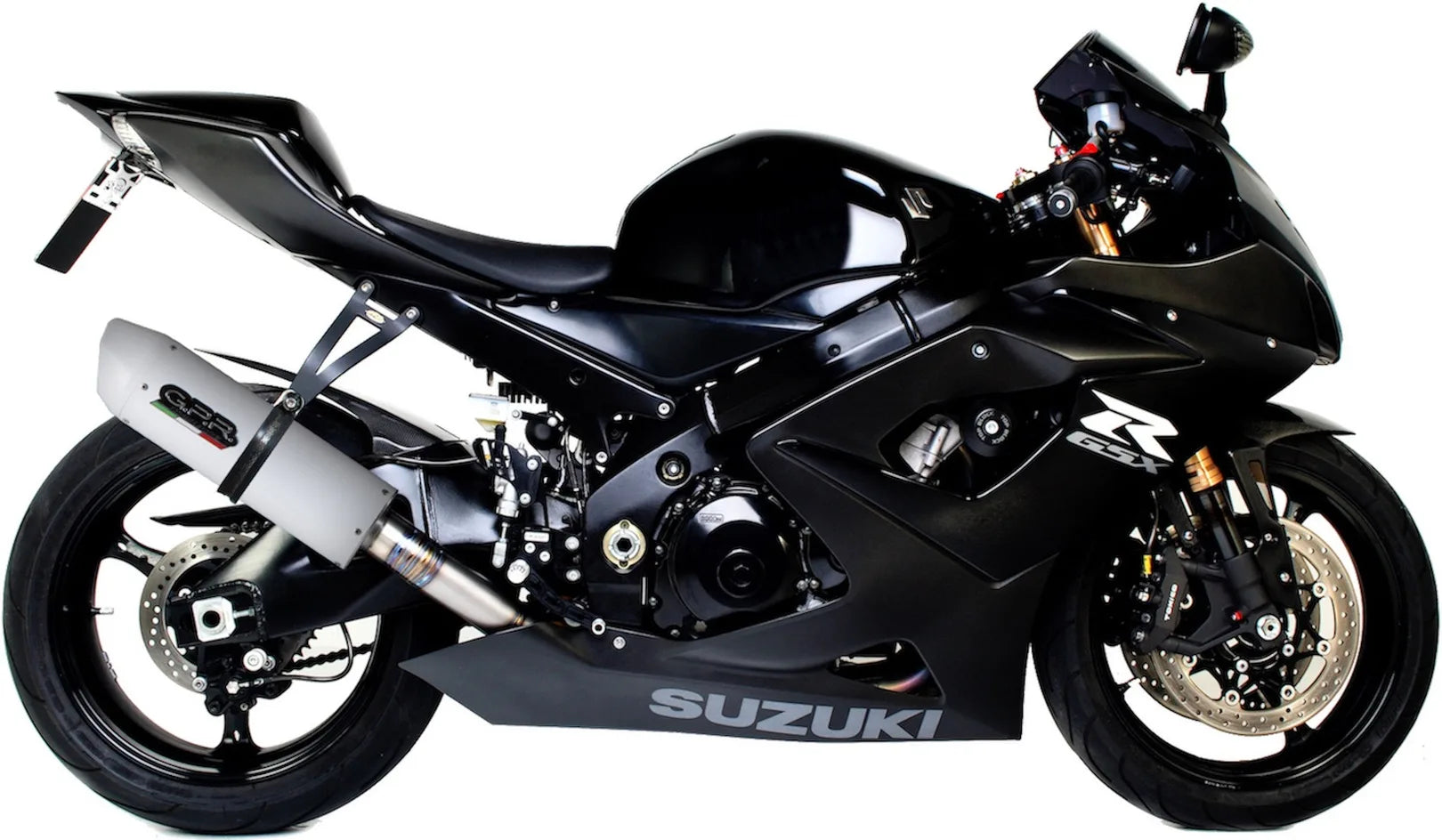 Exhaust Tip With Noise Certification Albus Ceramic White Aluminium - Gpr Compatible With Suzuki Gsx-R 1000 K5 (2005-2006)
