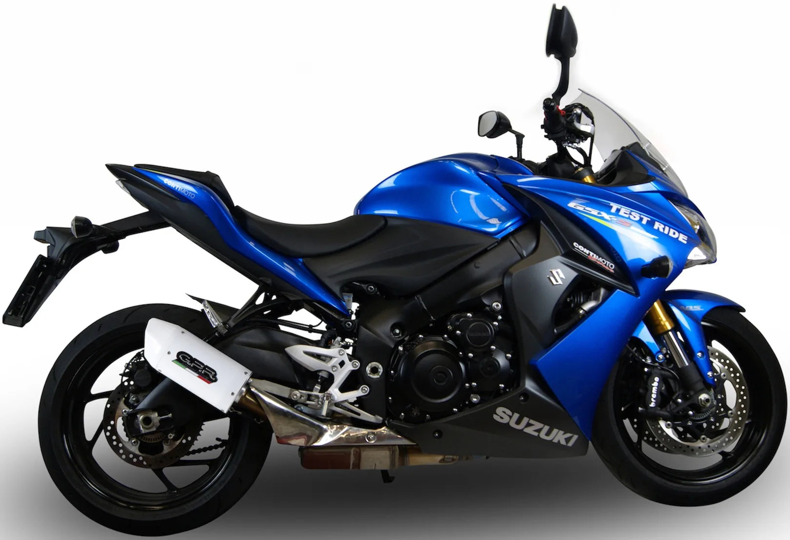 Exhaust Tip With Noise Certification Albus Ceramic White Aluminium - Gpr Compatible With Suzuki Gsx-S 1000 F (2015-2016)