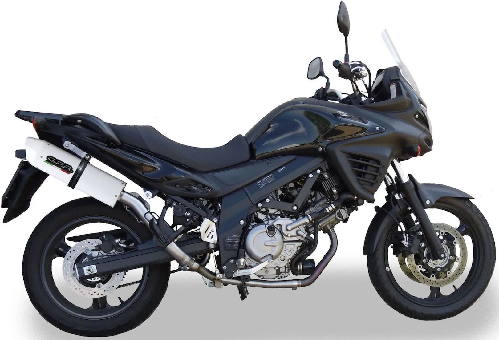 Exhaust Tip With Noise Certification Albus Ceramic White Aluminium - Gpr Compatible With Suzuki V-Strom Dl 650 (2012-2016)
