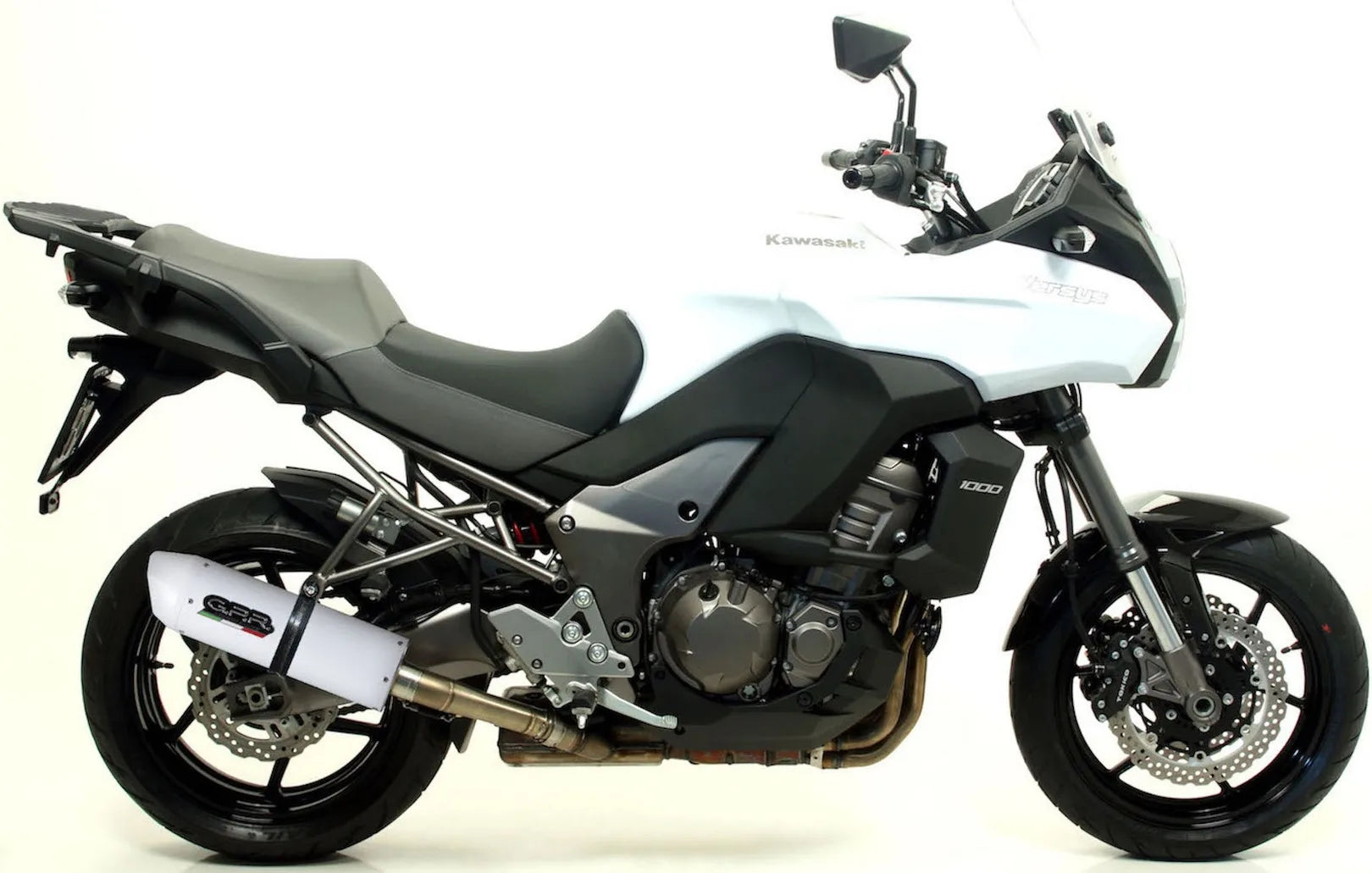 Exhaust Tip With Noise Certification Albus Ceramic White Aluminium - Gpr Compatible With Kawasaki Versys 1000 Ie (2011-2013)