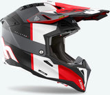 Off-Road Motorcycle Helmet Airoh Aviator 3 - Av3M16 Hpc Carbon Grey Red Matte Monarch Size M