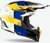Off-Road Motorcycle Helmet Airoh Aviator 3 - Av3M18 Hpc Carbon Blue Yellow Glossy Monarch Size S