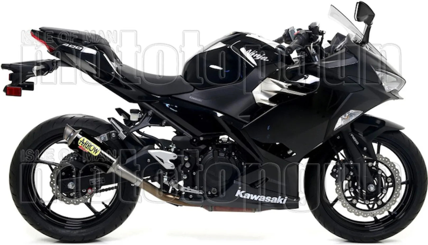 Exhaust Tip With Noise Certification Gp2 Gp-2 Black Nichrom Stainless Steel - Arrow Special Parts Compatible With Kawasaki Ninja 400 (2018-2021)