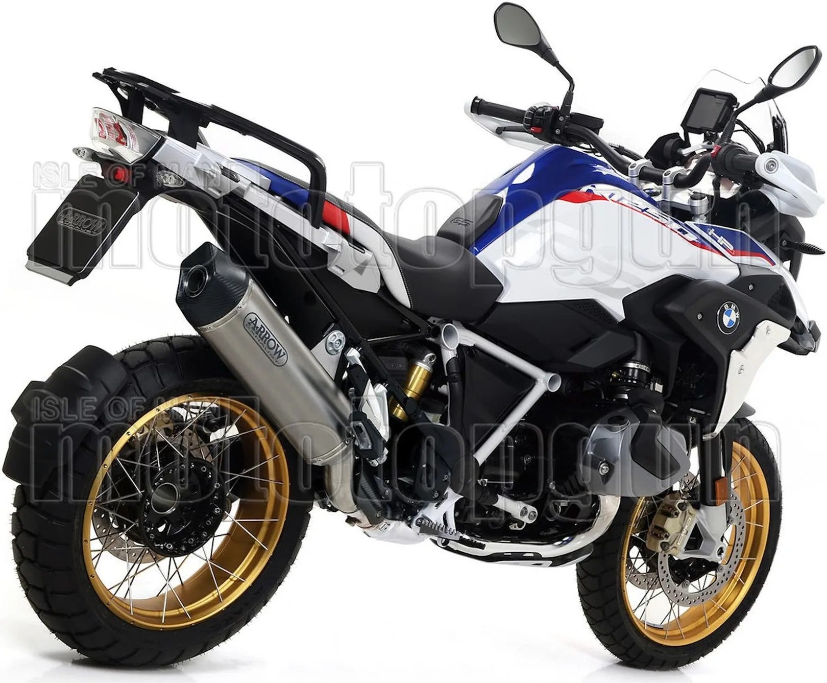 Complete Non-Catalytic Exhaust System With Sound Certification Maxi Race-Tech Aluminium Carbon - Arrow Special Parts Compatible With Bmw R 1250 Gs Adventure (2019-2024)