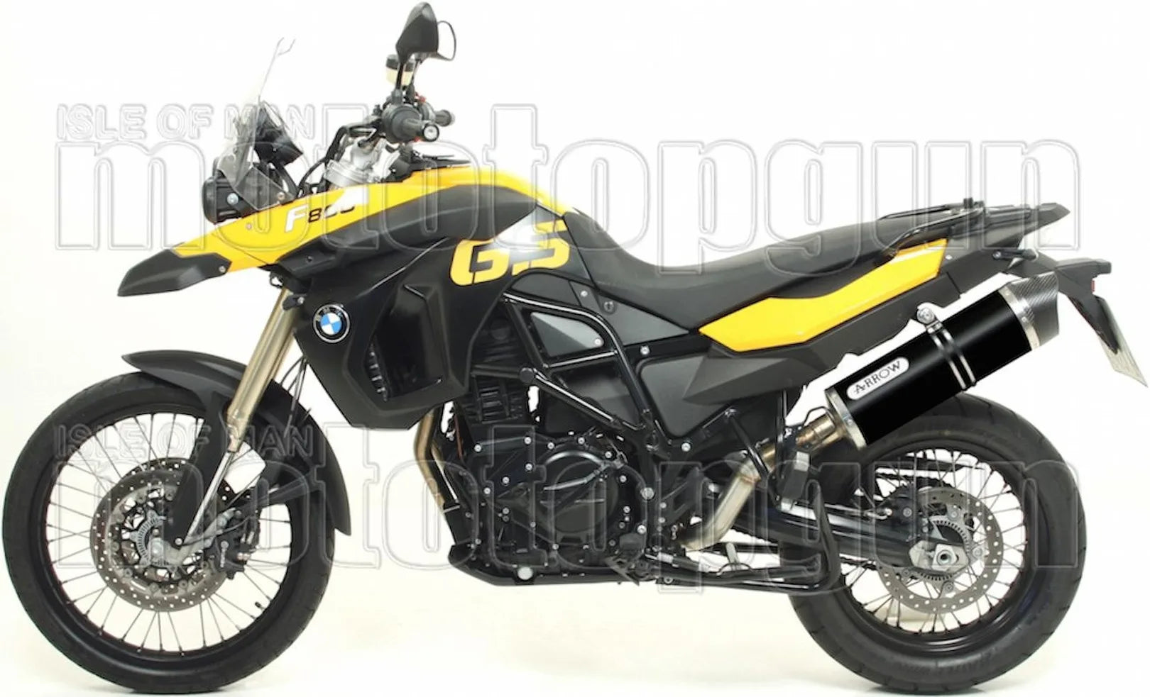 Complete Non-Catalytic Exhaust System With Sound Certification Maxi Race-Tech Black Aluminium Carbon - Arrow Special Parts Compatible With Bmw F 800 Gs Adventure (2008-2016)