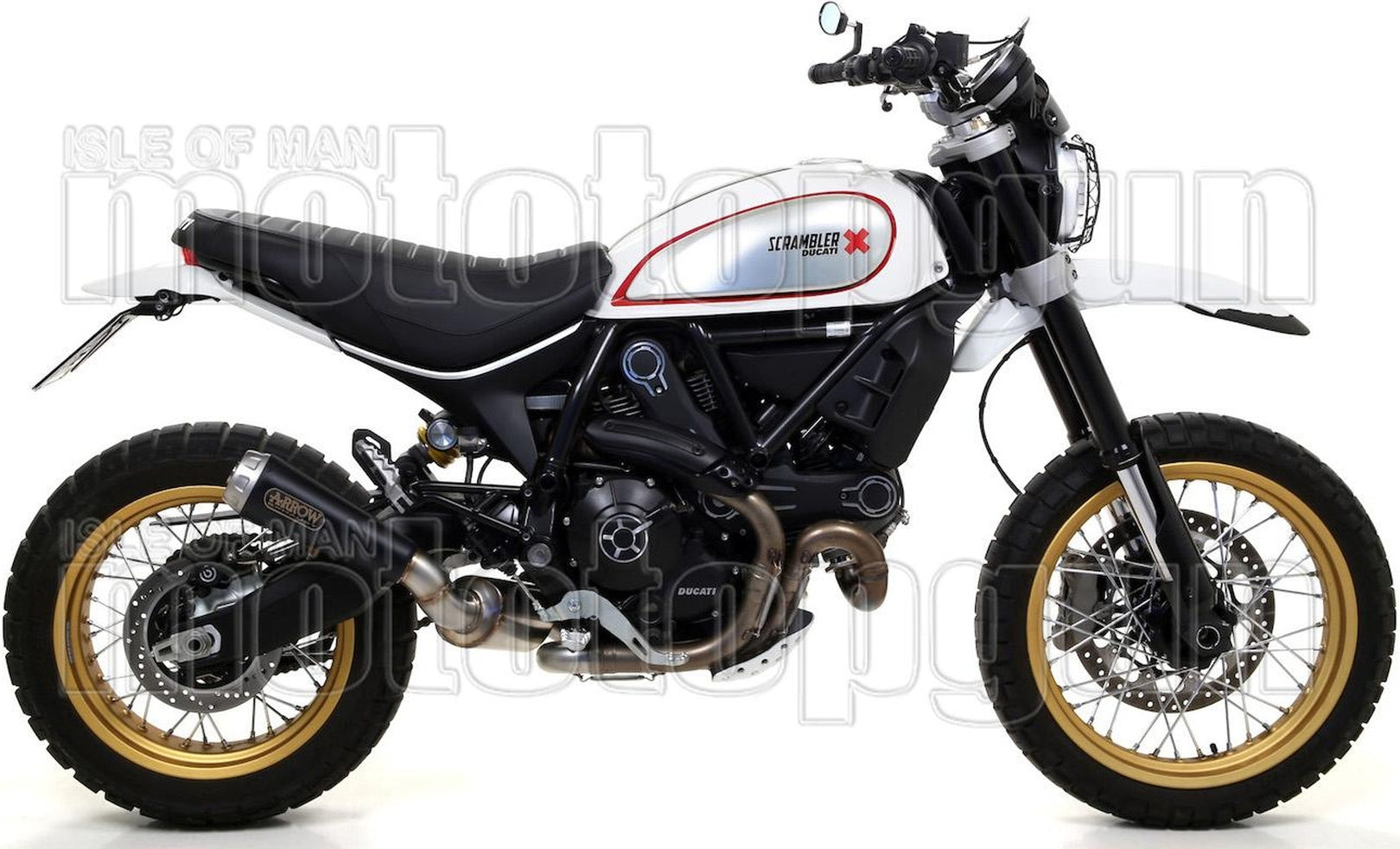 Catalytic Exhaust Tip With Sound Certification Pro-Race Black Nichrom Stainless Steel - Arrow Special Parts Compatible With Ducati Scrambler 800 Desert Sled (2017-2020)