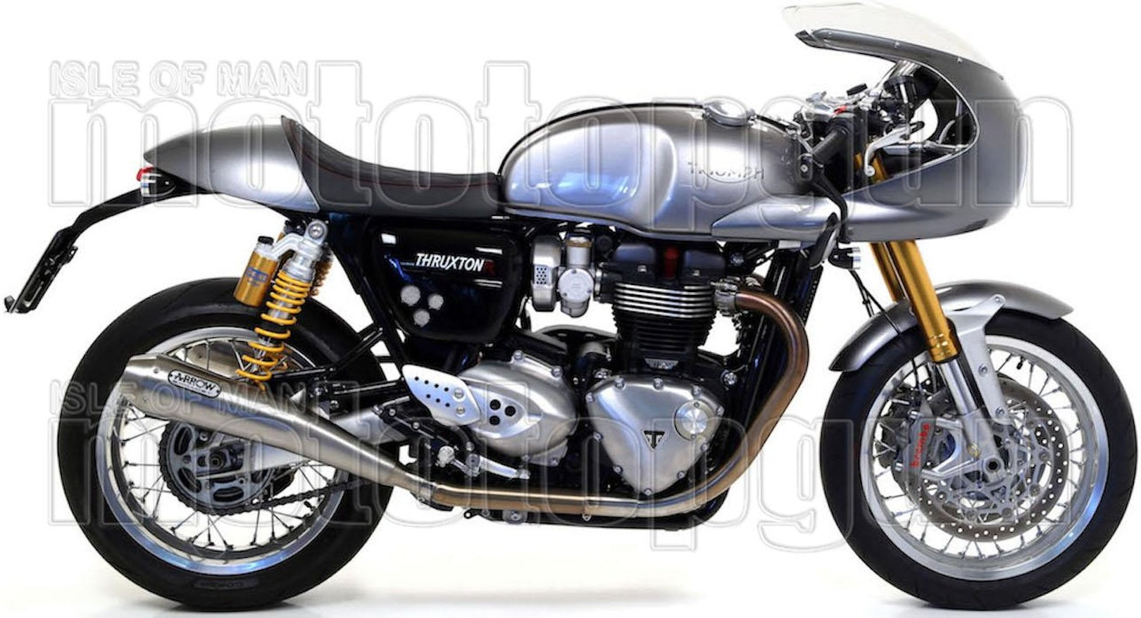 Dual Exhaust System With Sound Certification Pro-Racing Nichrom Stainless Steel - Arrow Special Parts Compatible With Triumph Thruxton 1200 (2016-2020)
