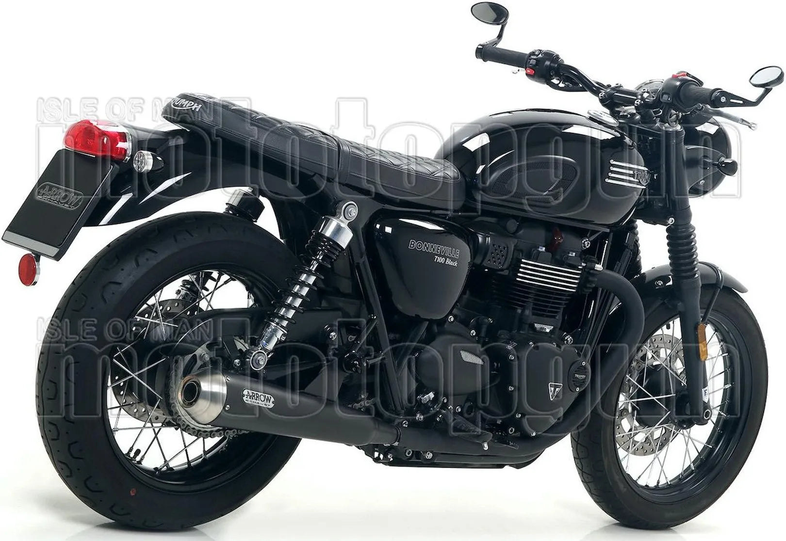 Dual Exhaust System With Sound Certification Pro-Racing Black Nichrom Stainless Steel - Arrow Special Parts Compatible With Triumph Bonneville T120 (2016-2019)