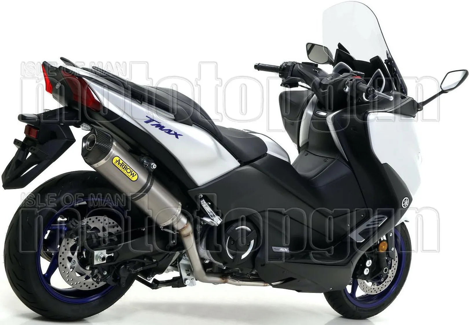 Complete Catalytic Exhaust System With Sound Certification Race-Tech Aluminium Carbon - Arrow Special Parts Compatible With Yamaha Xp 530 T-Max (2017-2019)