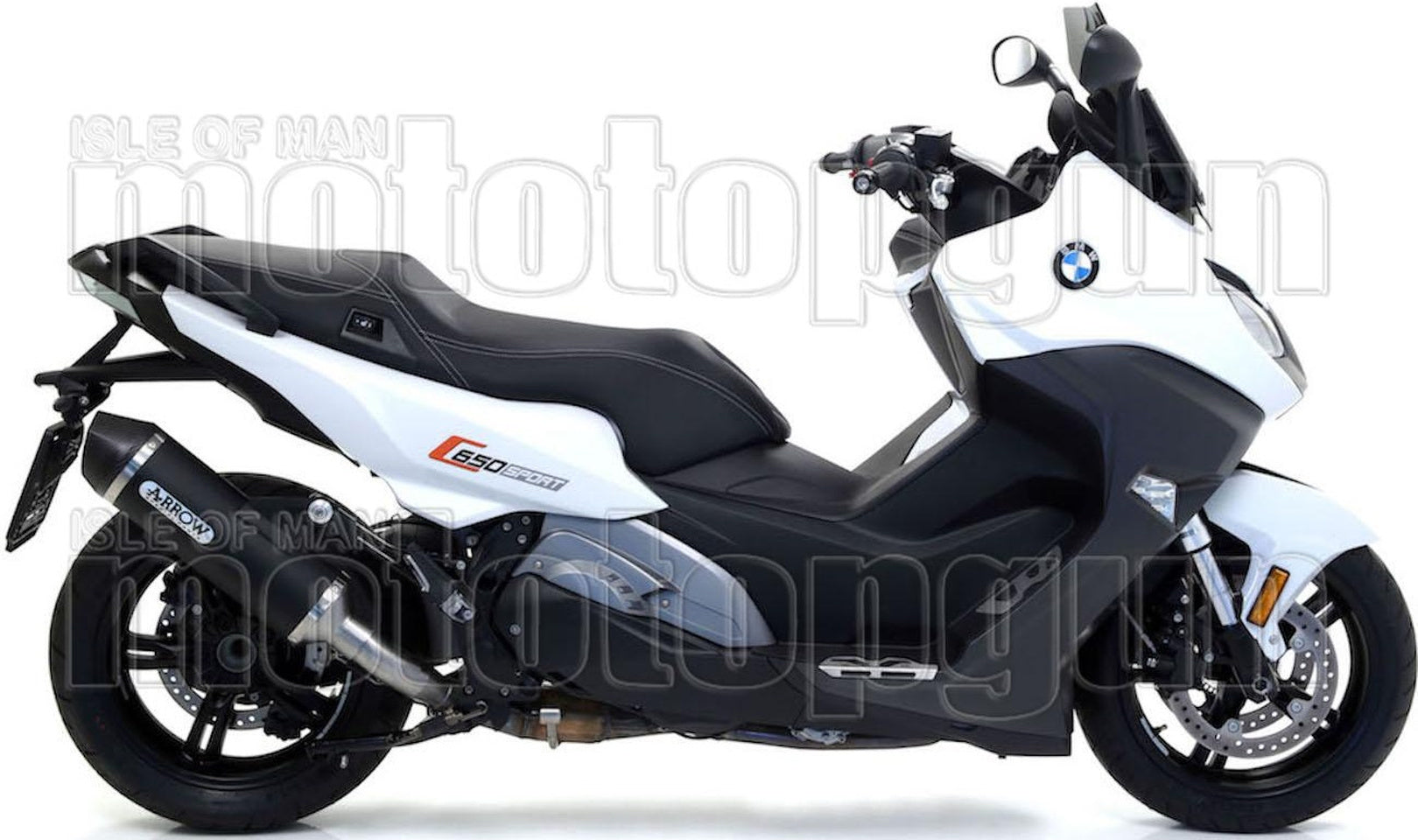 Complete Catalytic Exhaust System With Sound Certification Race-Tech Black Aluminium Carbon - Arrow Special Parts Compatible With Bmw C 650 Sport (2016-2020)
