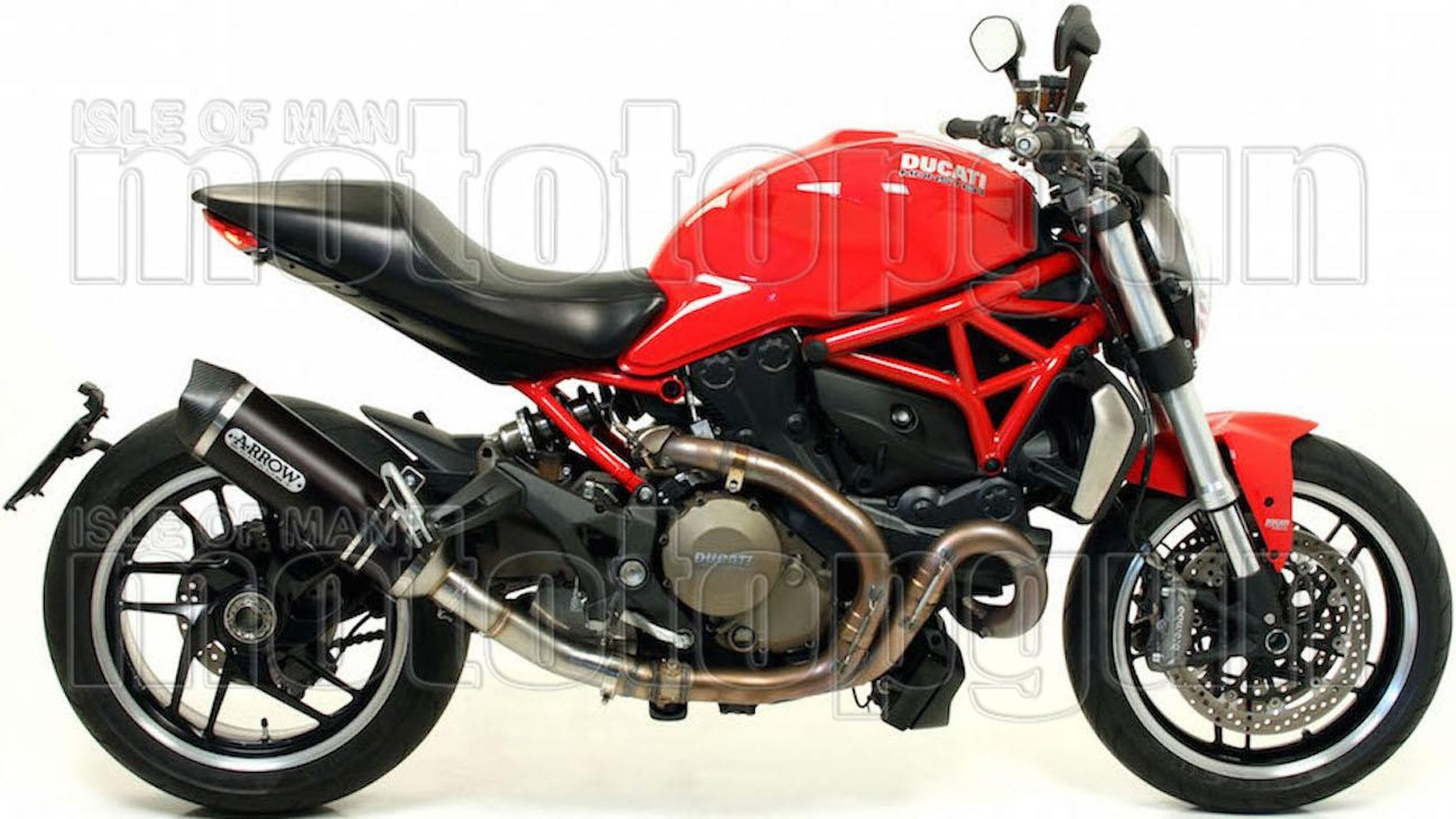 Catalytic Exhaust Tip With Sound Certification Race-Tech Black Aluminium Carbon - Arrow Special Parts Compatible With Ducati Monster 1200 (2014-2015)