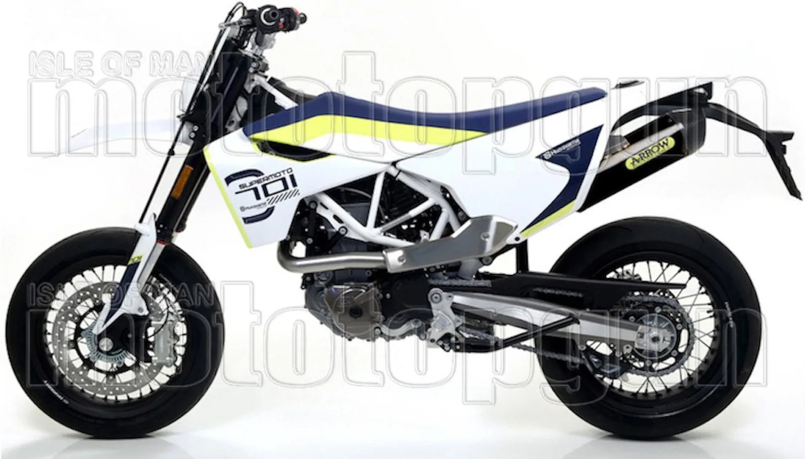 Complete Catalytic Exhaust System With Sound Certification Race-Tech Black Aluminium Carbon - Arrow Special Parts Compatible With Husqvarna 701 Supermoto (2017-2020)