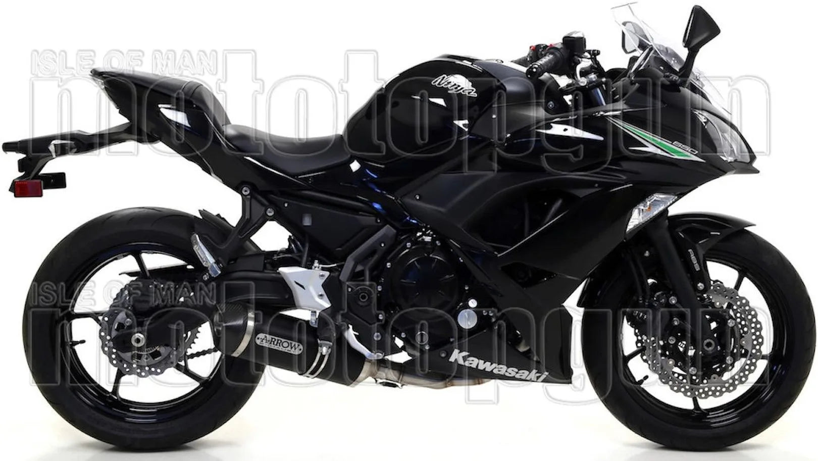 Complete Catalytic Exhaust System With Sound Certification Race-Tech Black Aluminium Carbon - Arrow Special Parts Compatible With Kawasaki Ninja 650 (2017-2020)