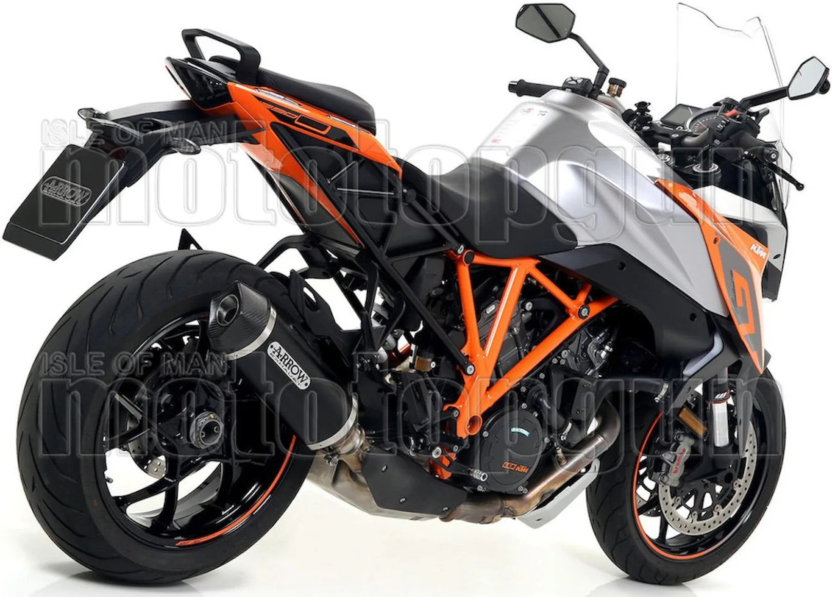 Non-Catalytic Exhaust Tip With Sound Certification Race-Tech Black Aluminium Carbon - Arrow Special Parts Compatible With Ktm 1290 Superduke Gt (2017-2024)