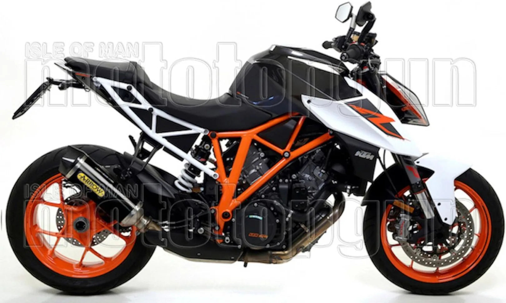 Non-Catalytic Exhaust Tip With Sound Certification Race-Tech Black Aluminium Carbon - Arrow Special Parts Compatible With Ktm 1290 Superduke R (2014-2016)