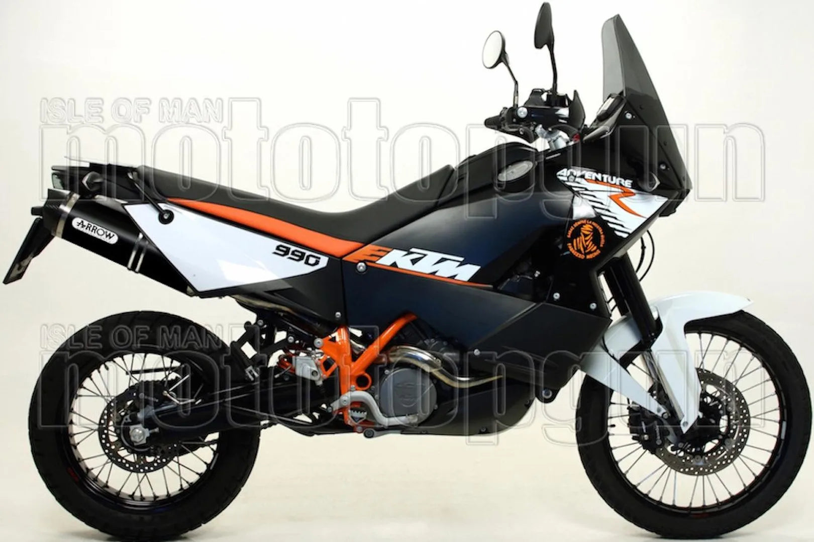 Dual Catalytic Exhaust Tips With Sound Certification Race-Tech Black Aluminium Carbon - Arrow Special Parts Compatible With Ktm 990 Adventure (2006-2014)