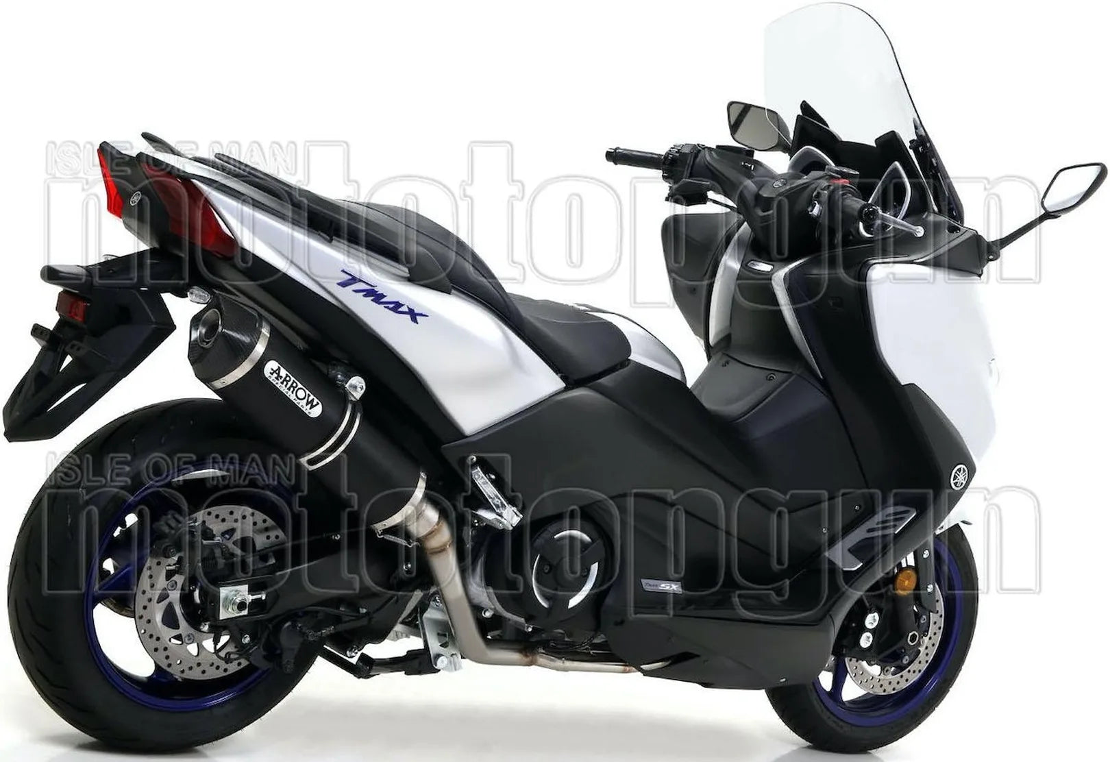 Complete Non-Catalytic Exhaust System With Sound Certification Race-Tech Black Aluminium Carbon - Arrow Special Parts Compatible With Yamaha Xp 560 T-Max (2020-2024)